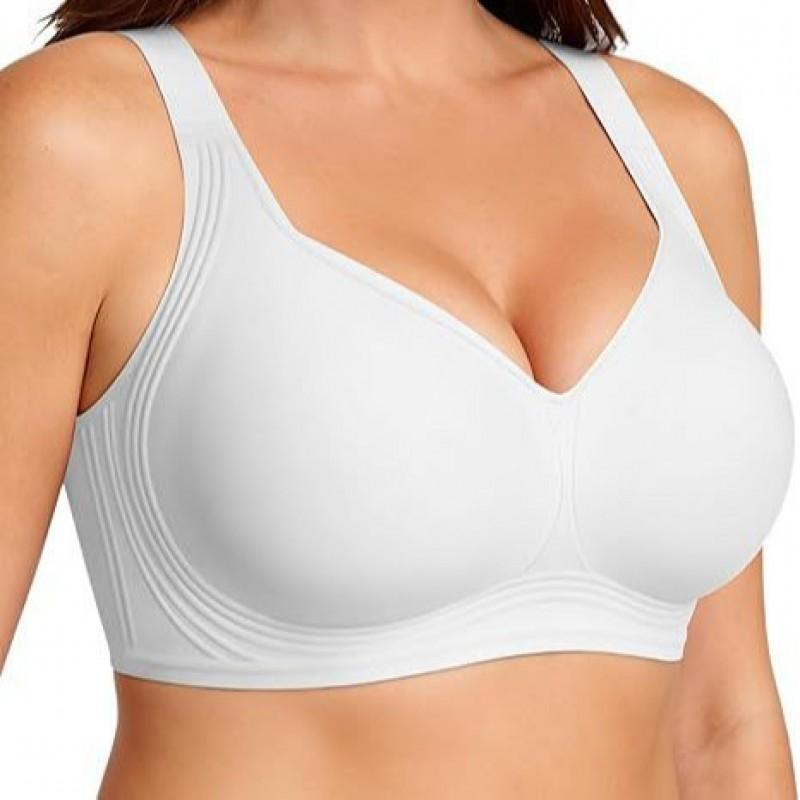 Seamless Wirefree Full Coverage Bra Women Soft Molded Cup With Breathable Nylon Spandex Plus Size Supportive T-Shirt In