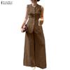 Women Sleeveless Vest Tops and Wide Leg Pants Casual Two Piece Suit Sets