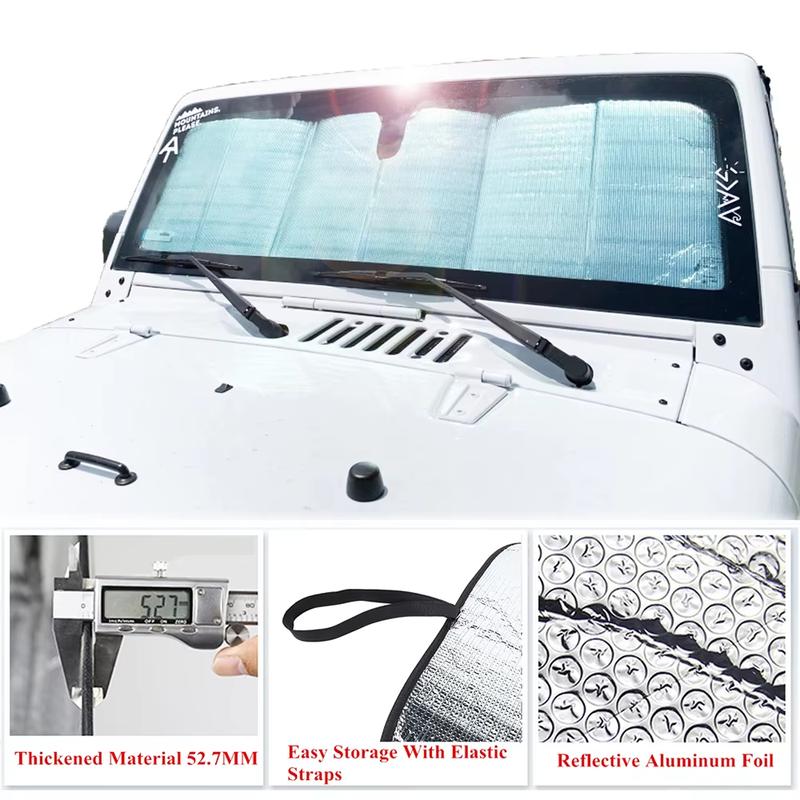 Car Windshield Visor Sun Shade Cover for Jeep Wrangler JK TJ 1997-2017 UV Rays Blocker Pad Interior Protection Accessories