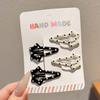 4pcs Rhinestone Vintage Polka Dot Star Hair Clips Set Japanese Sweet Heart Geometric Flyaway BB Clips Kids Versatile Hairpins