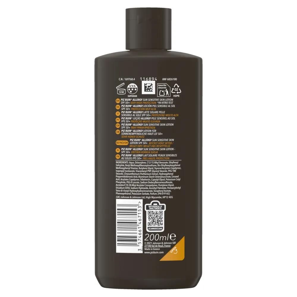 Piz Buin Sun Care Sun Lotion Sensitive SPF50+, 200ml