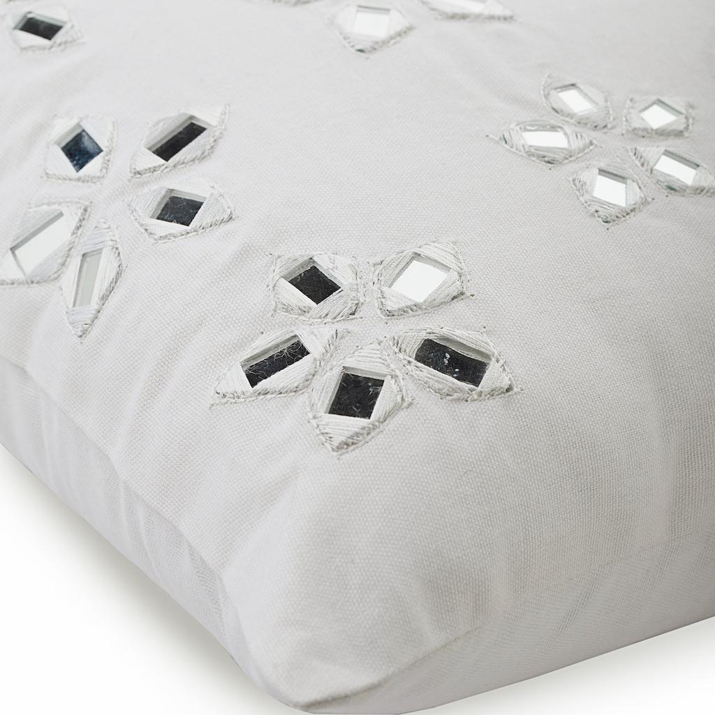 The HomeCentric Euro Shams Decorative White Euro Shams Cotton Euro Size Nature & Floral Mirror Embroidery Contemporary Euro Pillow Shams - Floral Lake