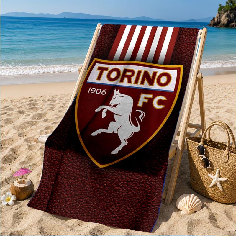 Asciugamano da Spiaggia con Stemma Torino Fc, Asciugatura Rapida, Facile da Curare, Adatto sia per il Fitness che per le Vacanze al Mare, Essenziale per lo Sport