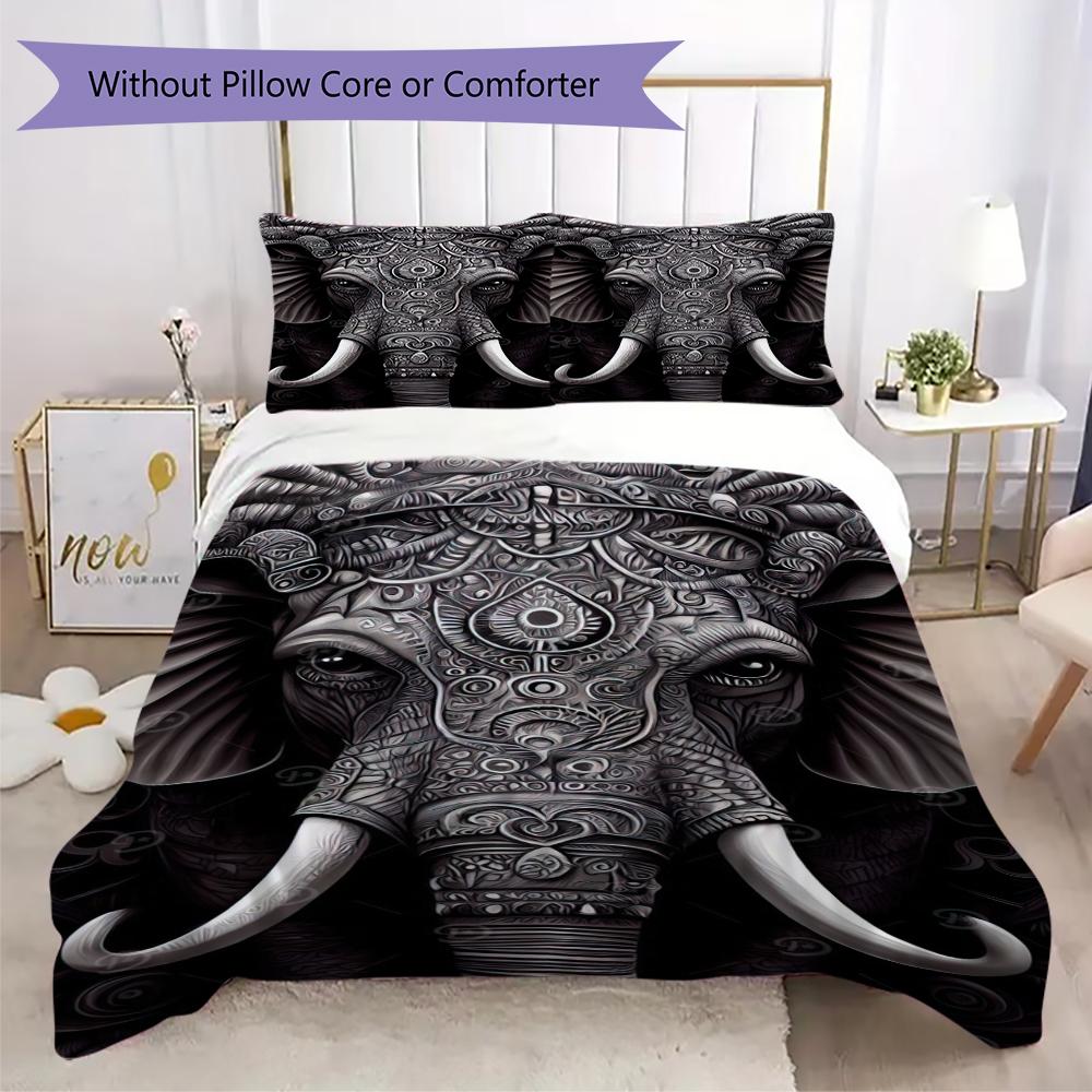 1PC Elephant Theme Bedding Quilt Set Quilt Cover Pillowcase Home Decoration Birthday Gift (1 * duvet cover + 2 * pillowcase, without core)A15