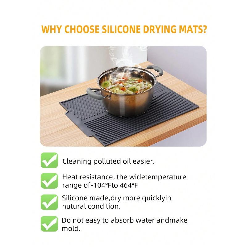 1pc Silicone Dish Drying Mat,Kitchen Utensil Drainage Mat Silicone Drain Pad For Kitchenwares And Tablewares