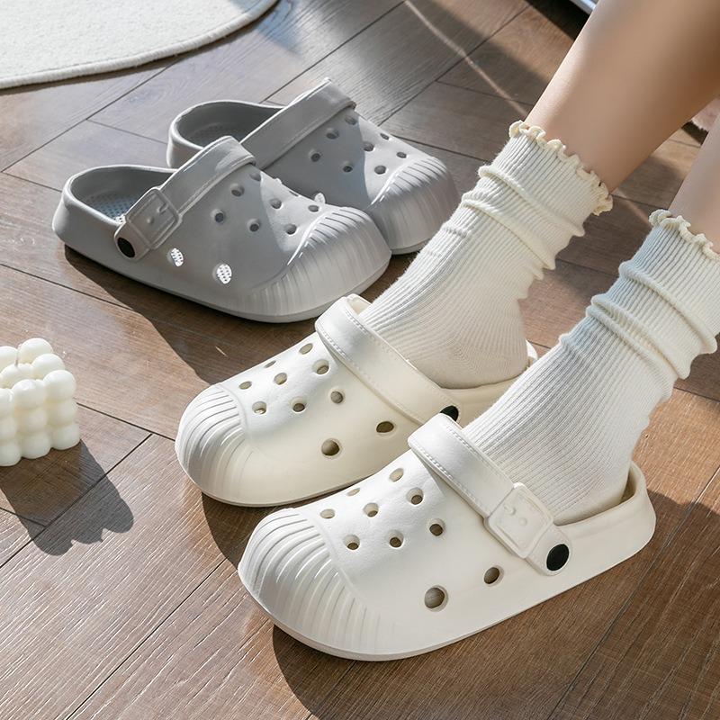 Beach Baotou Hole Shoes Women's Summer Outdoor Non-slip Wear-resistant Cool Slippers Women's Indoor Home Couple Slippers Men