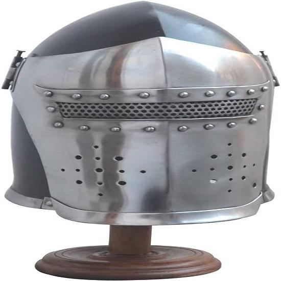 Viking Battle Visored Knight Černá přilba Středověká Barbate Helm Armor SCA LARP replika