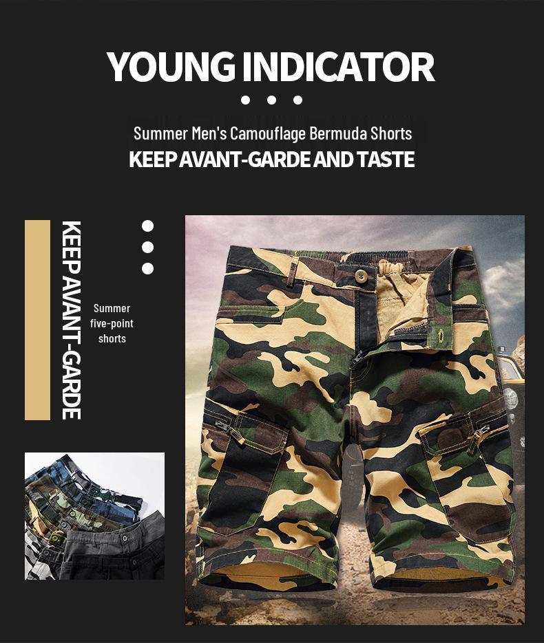 Summer Men's Camouflage Casual Five-Point Work Shorts - European Size, Loose Fit