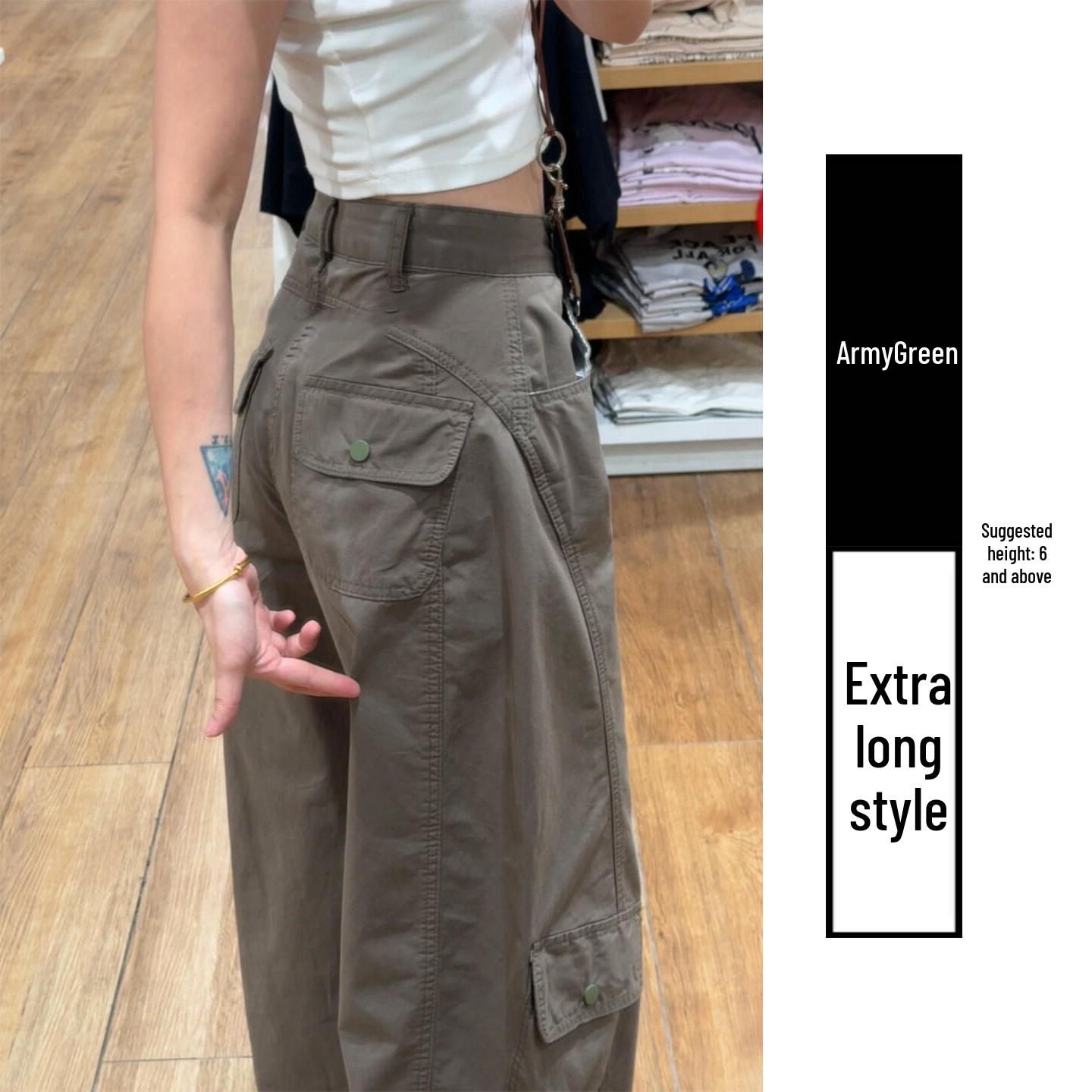 Women s American Retro High-Waist Wide Leg Cargo Pants with Velvet - Autumn/Winter 2026 Edition Large