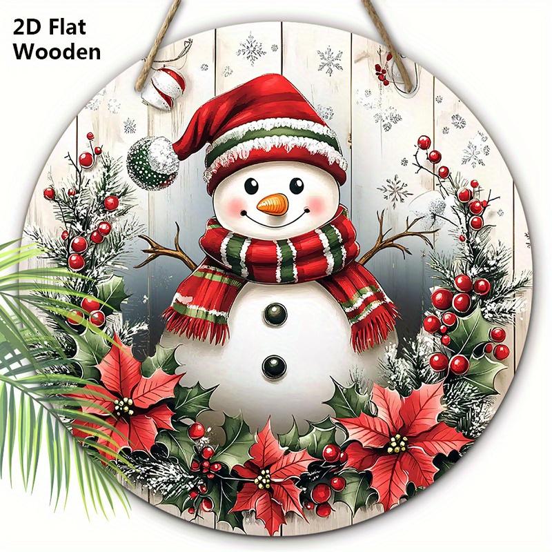 

Рождественская деревянная табличка с очаровательным узором снеговика - Табличка Navidad для входной двери, настенный декор - Идеальное рождественское украшение 20cm/7.87in красный