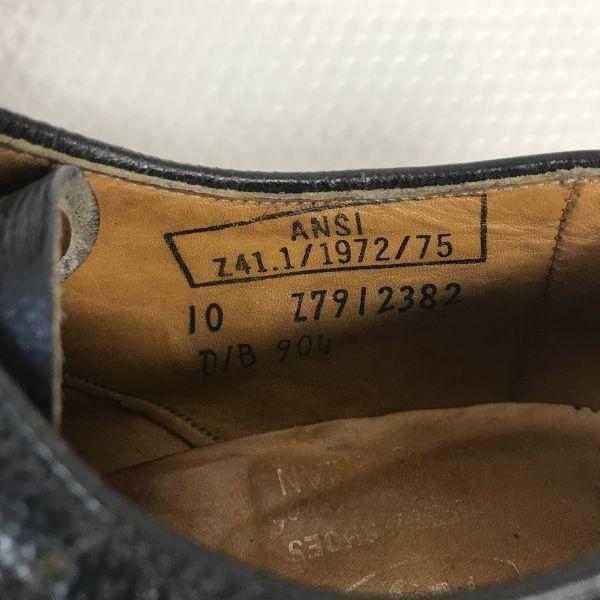 70s-80s Iron Age Steel Toe Wingtip Shoes 10 27.5-28cm Black ANSI Z41.1(USED)