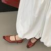 Fashion Retro Mesh Brand Flat Ballet Flat Shoe Women Fashion Buckle Square Toe Shallow Mary Jane Shoe Summer Casual Non Slip Flat Sandal