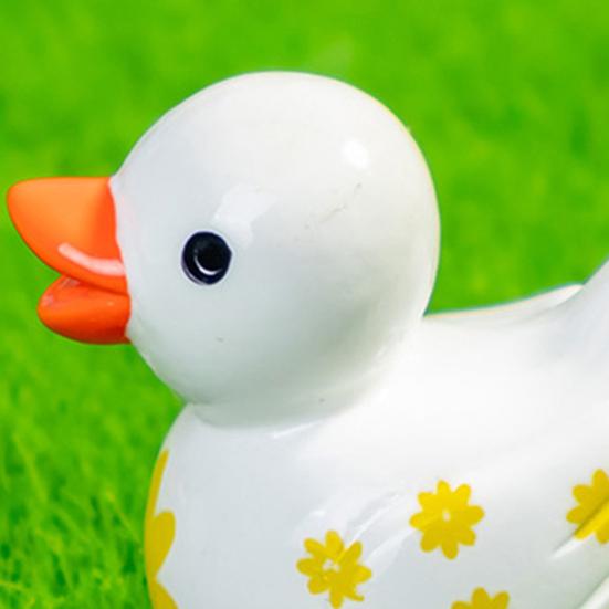 12Pcs Mini Flower Duck Figurine Yellow White Duck Resin Statue Miniature Animal Ornament Home Office Desktop Decoration Dollhouse Accessories