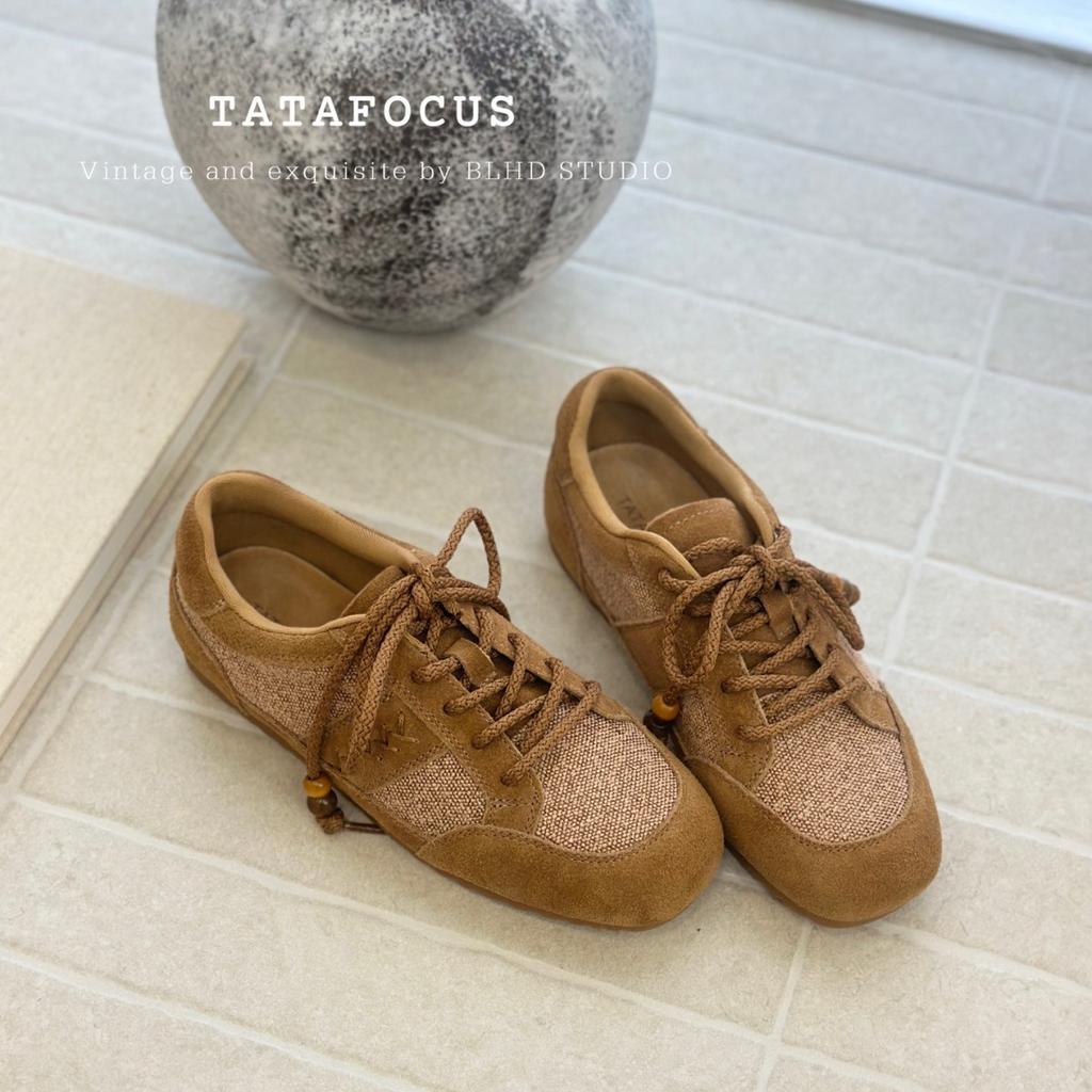 2025 autumn new retro anti-velvet cowhide splicing cotton and linen small German training versatile comfortable casual fashion women's shoes