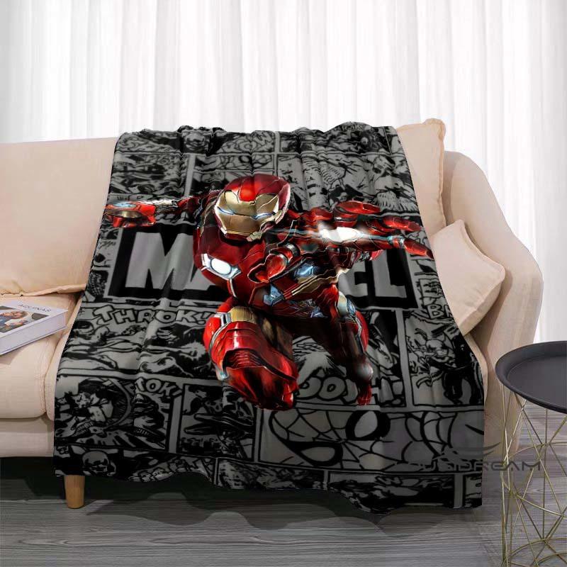 Available In Various Sizes, These Cartoon Iron Man Blankets Are Soft, Fluffy Flannel Blankets Perfect for Use On Sofas, In The
