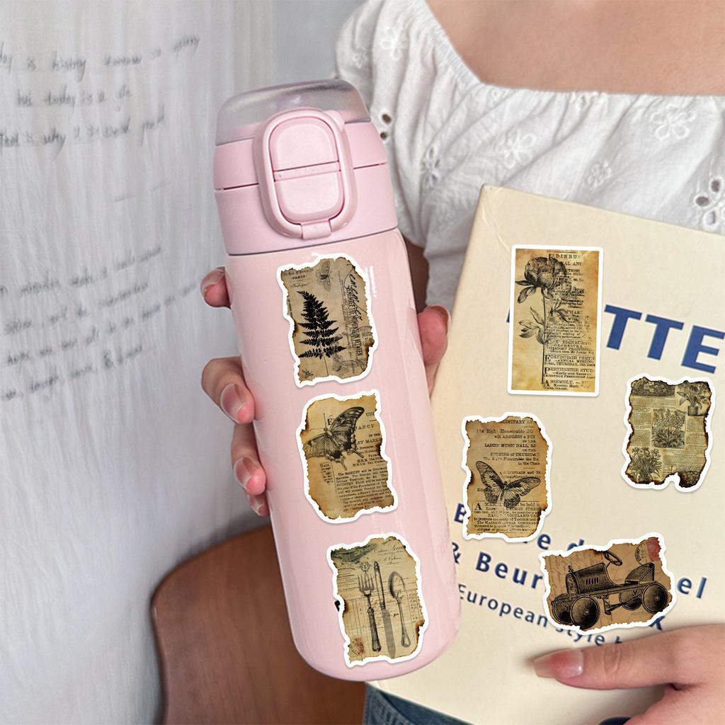 50 Cartoon Retro Manuscript Graffiti Stickers Guitar Notebook Suitcase DIY Waterproof Stickers
