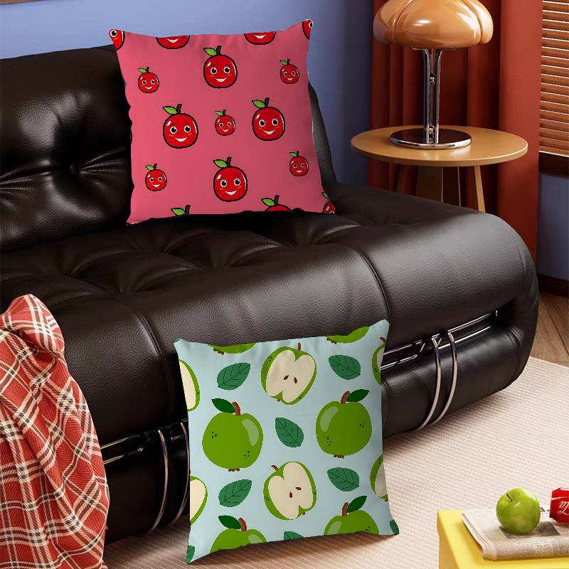 Cartoon Apple Simple Pillow Covers Cartoon Sofa Decorative Home Double-sided Printing Short Plush Cute Cushion Cover