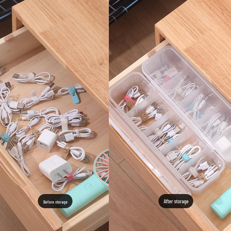 Multi-Grid Hair Accessory & Jewelry Organizer, Dustproof Cable Management & Charging Storage Bag