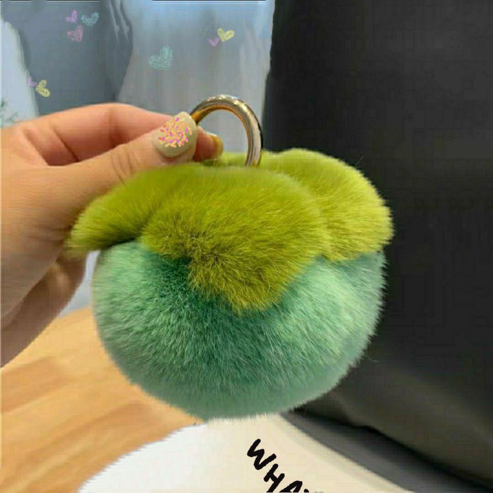 Imitation Rex Rabbit Fur Persimmon Keychain - Cute Plush Pendant Bag Accessory