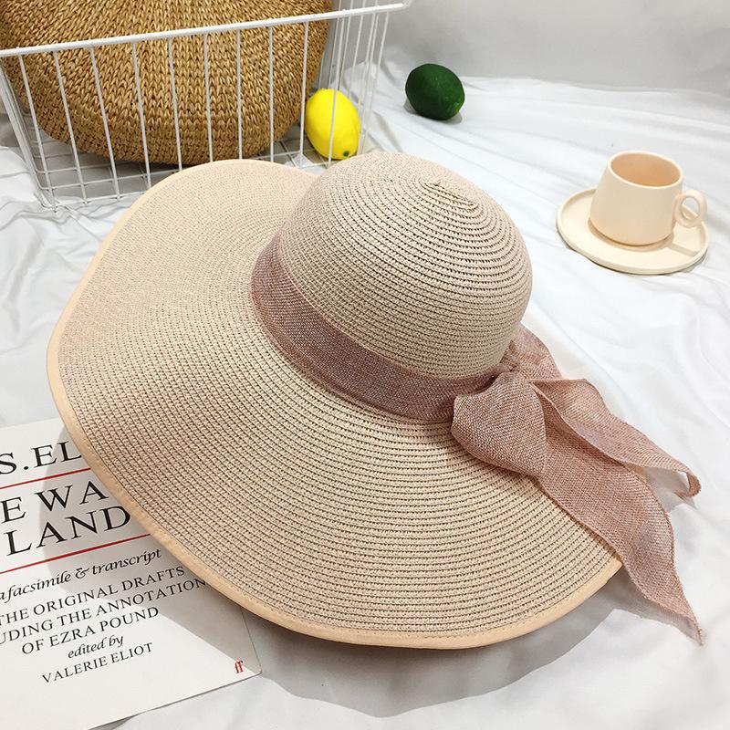 Yellow Beach Straw Hat Female Summer Beach Big Brim Sunscreen Sunshade Travel Versatility Big Brim Sandal Sun Summer