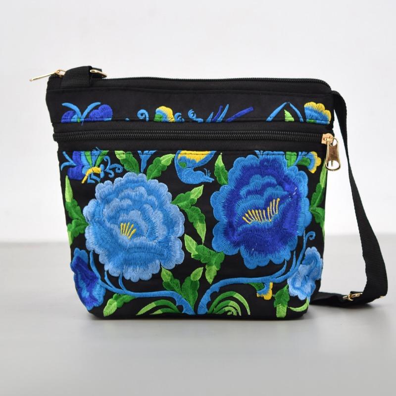 

Сумка в етнічному стилі Сумка для людей середнього віку та літніх людей Сумка для матері з вишивкою Сумка через плече з вишивкою Сумка для мобільного телефону Портмоне синій