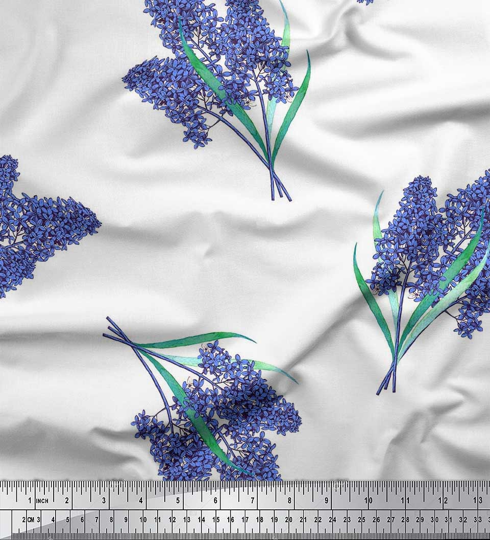 

Японська креп-сатин Soimoi Тканина для рукоділля з принтом квітів лаванди на метри 42 дюйми 42 Inch Wide - Poly Crepe білий