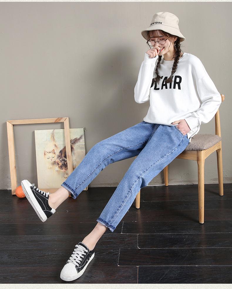 Maternity Stretch Straight-Leg Jeans: Loose Fit, Plus Size, Spring/Autumn Style