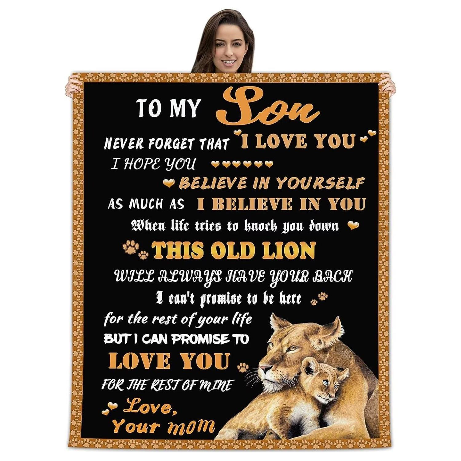 Annier Unisex White Son Gifts Lion Flannel Blanket For Son Picture Blanket Suitable For Sofa, Bedroom