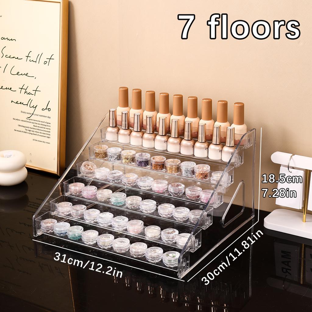 1pc Transparent Vertical Buckle Nail Polish Display Stand Stepped Acrylic Perfume Lipstick Nail Polish Gel Nail Polish Finisher