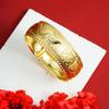 Bracelet Imitation Or Dragon & Phénix, Or Sable Vietnamien, Bijoux de Mariage pour Femmes, Trois Ornements Dorés Chinois.