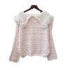 Autumn and Winter New Doll Collar Three-dimensional Flower Knitted Sweater Top Soft Waxy Loose Gentle Wind Sweater Pullover Woman