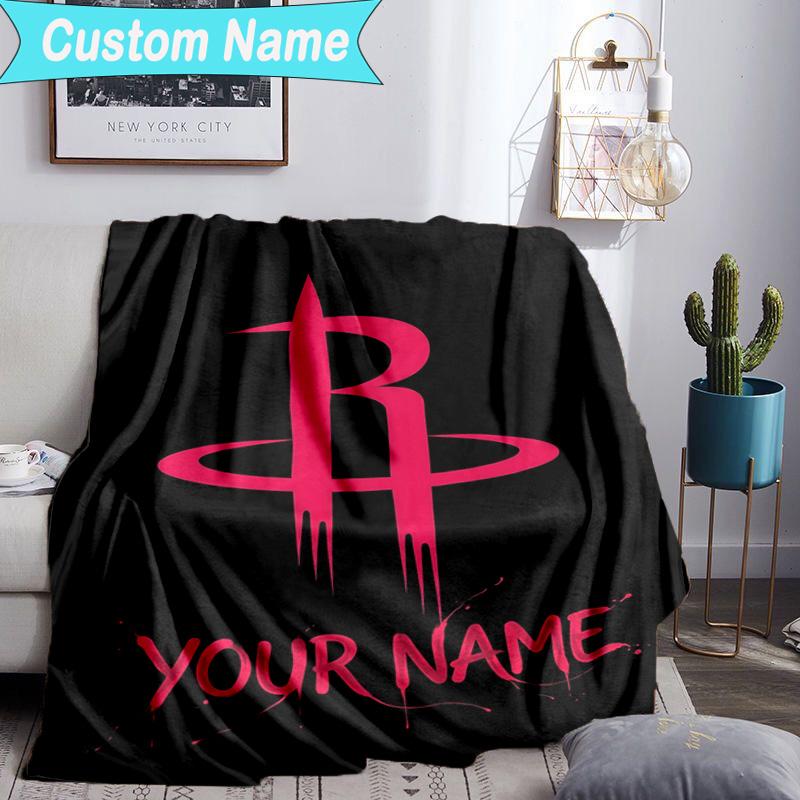 Custom Name Blanket Rockets Basketball Team Blanket Bedding Blanket for Travel, Camping, Living Rooms, Offices, Sofas, Fan Christmas gift