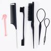 6pcs Hairdressing tool set,weaving tool ring,rat tail comb,tearing comb brush,edge control brush,suitable for all hair types