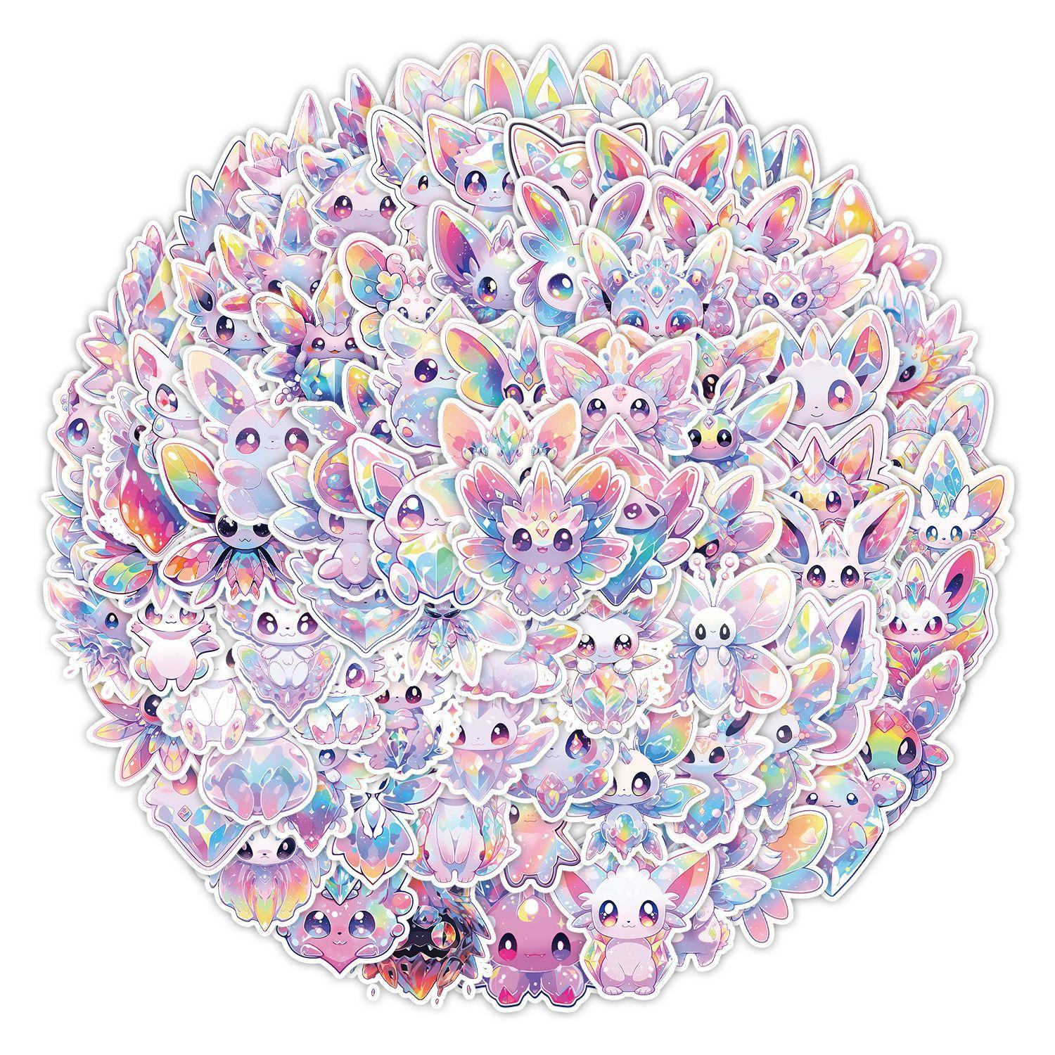 

100 Crystal Small Animal Graffiti Stickers Car Mobile Phone Refrigerator Decorative Stickers Waterproof Creative Cartoon Stickers