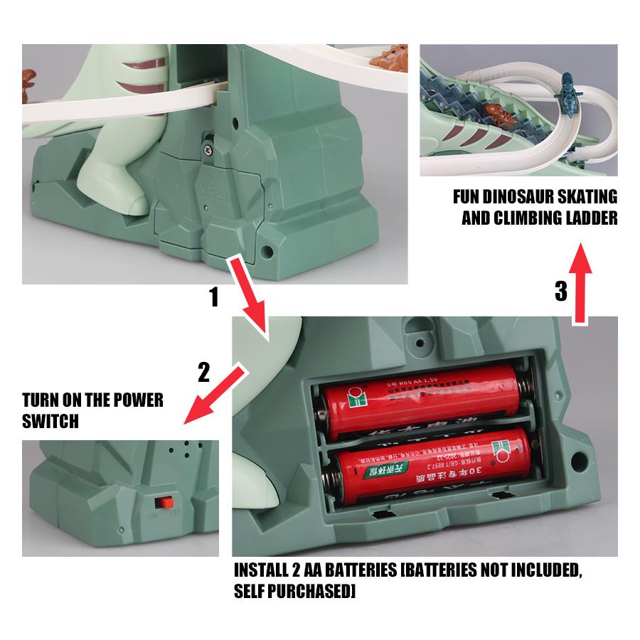 Dinosaur climbing slide music toy with 3 dinosaurs, puzzle fun electric slide toy car, Halloween boy and girl Christmas gift