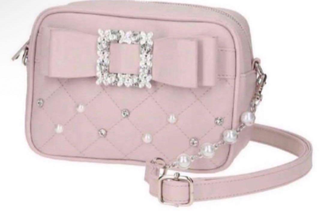 

[USED] Ribbon shoulder bag, mass-produced, landmine, pink, sickly, cute, gothic, lolita, dreamy, cute