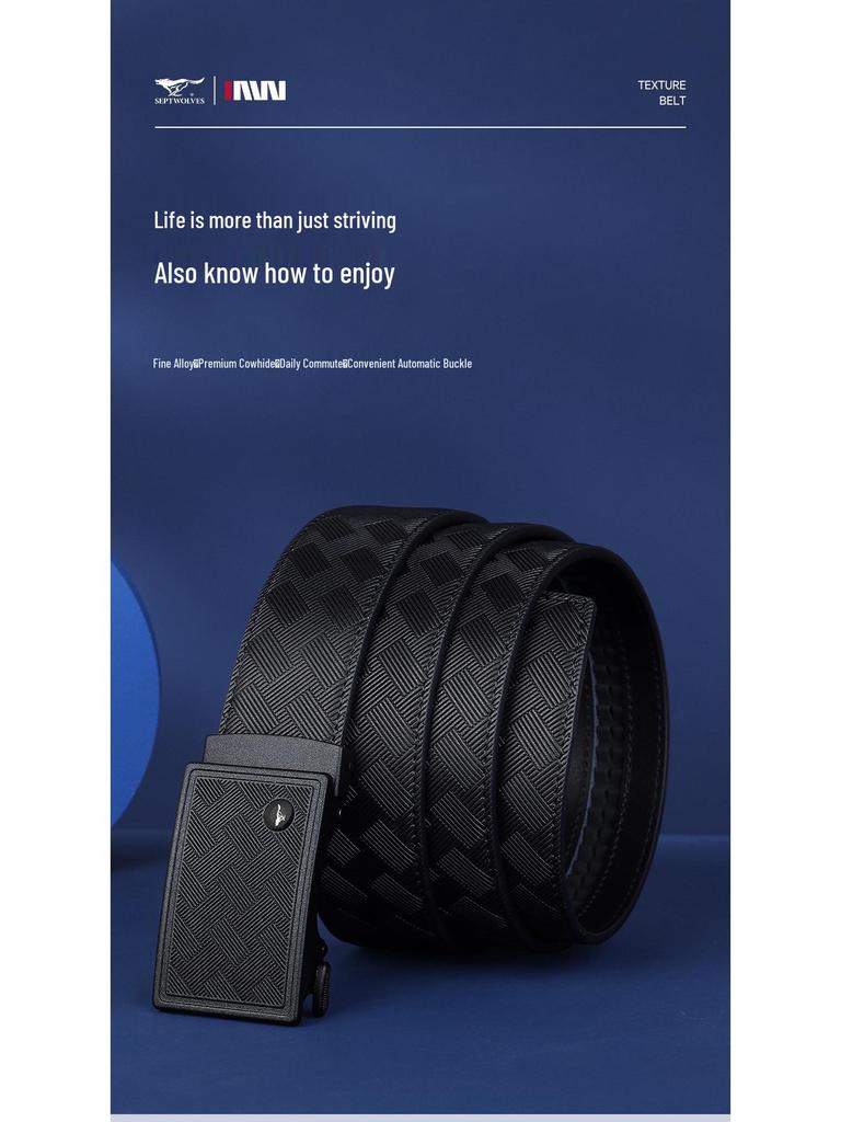 Seven Wolves Men's Leather Belt with Automatic Buckle - Versatile, High-End Business Accessory and Gift.