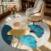 Modern Botanical Round Carpet Soft Plush Non-Slip Decorative Mat 2D Print Elegant Leaf Rug for Bedroom Hallway Washable