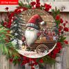 Warm Winter Christmas Wooden Sign with Sweet Gnome Pattern - Navidad Plaque for Front Door, Wall Hanging Decor - Ideal Christmas Decoration