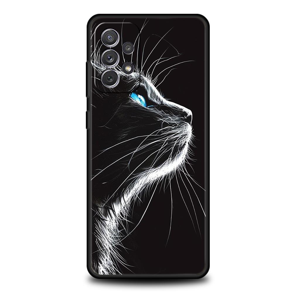

Line Black Cats Phone Case For Samsung Galaxy A17 A07 A55 A35 A25 A15 A05s A33 5G A31 A23 A21s A13 A41 A73 A53 A51 A71 A03 Cover Samsung A53 5G
