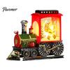 Snowy Christmas Night Ornament Train Snow with Light, Battery Powered Winter Desktop Decor Decoration, Swirling Glitter Decor, Lighted Tabletop