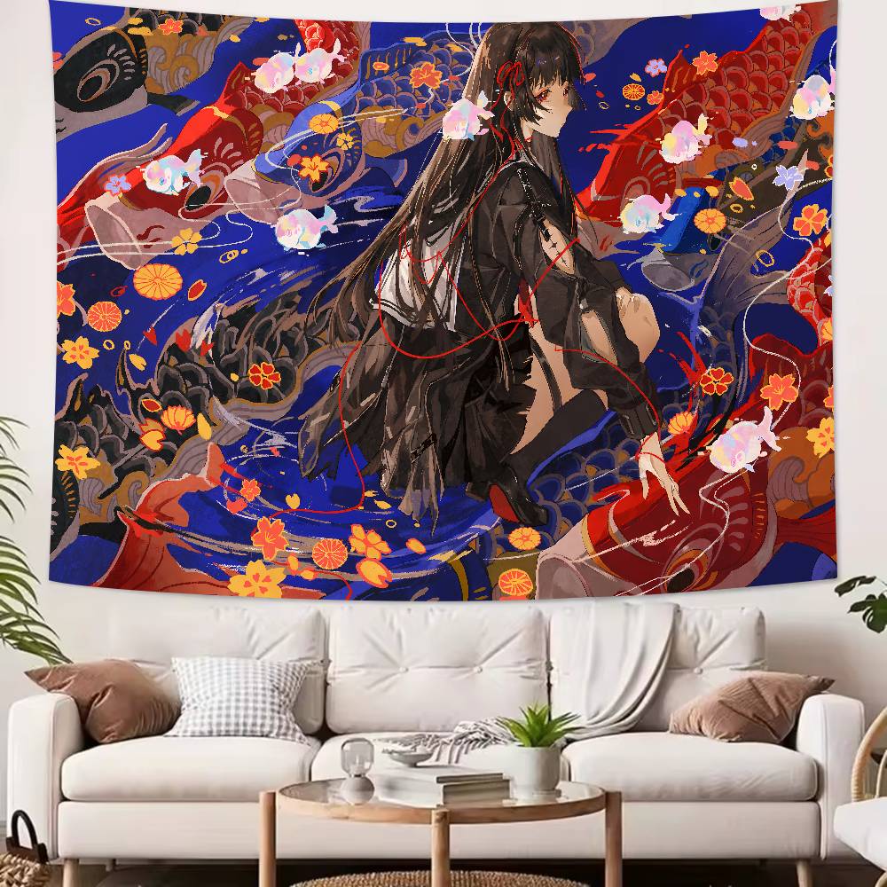 Hot Pretty Girl Chisa Wuthering Wave GAMING Tapestry Wall Hanging Wall Rugs Dorm Decor Blanket Camping Decoration Tapestry