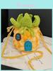 Mini Knit Pineapple Crossbody Bag With Flap Closure For Casual Daily Use
