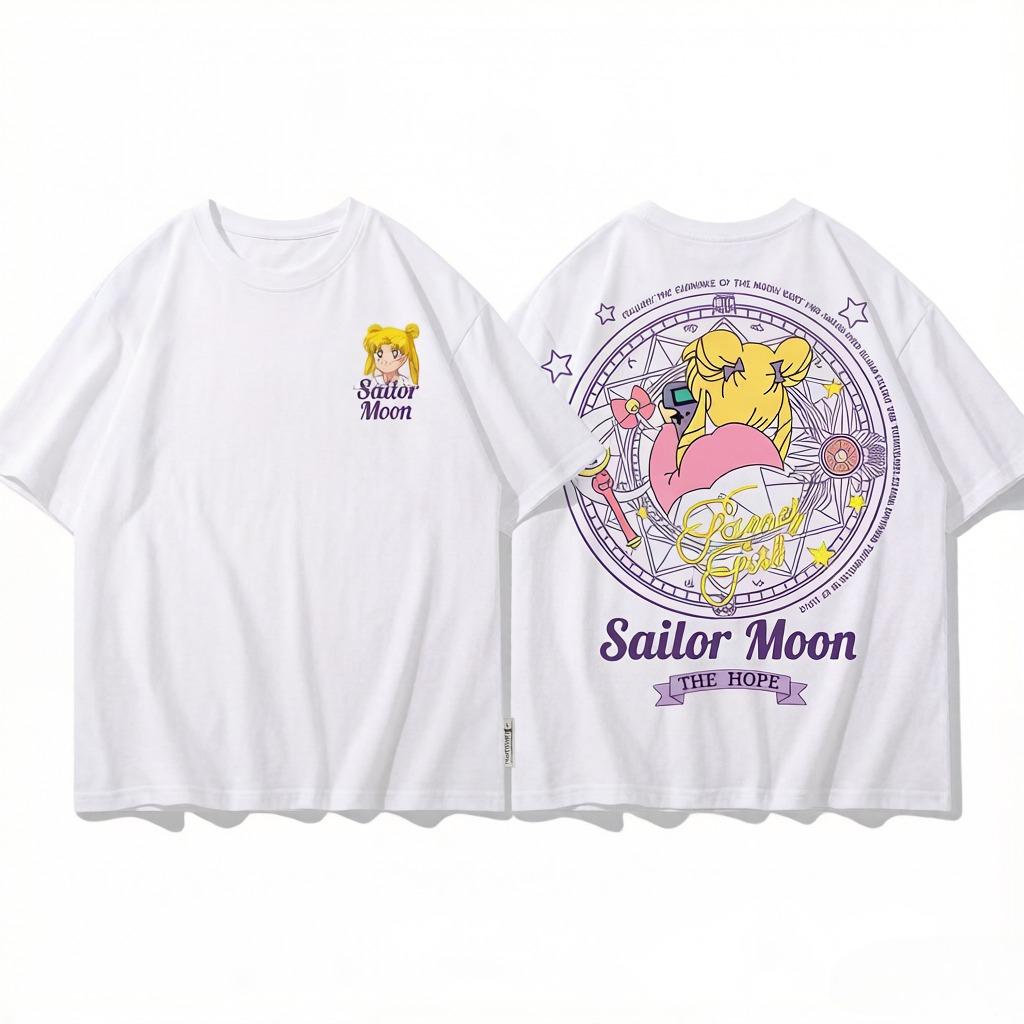 

Pretty Guardian Sailor Moon Magic Square JointDesign Tshirt Perfect for Parents and Children Short Sleeve Casual Cotton Shirt S