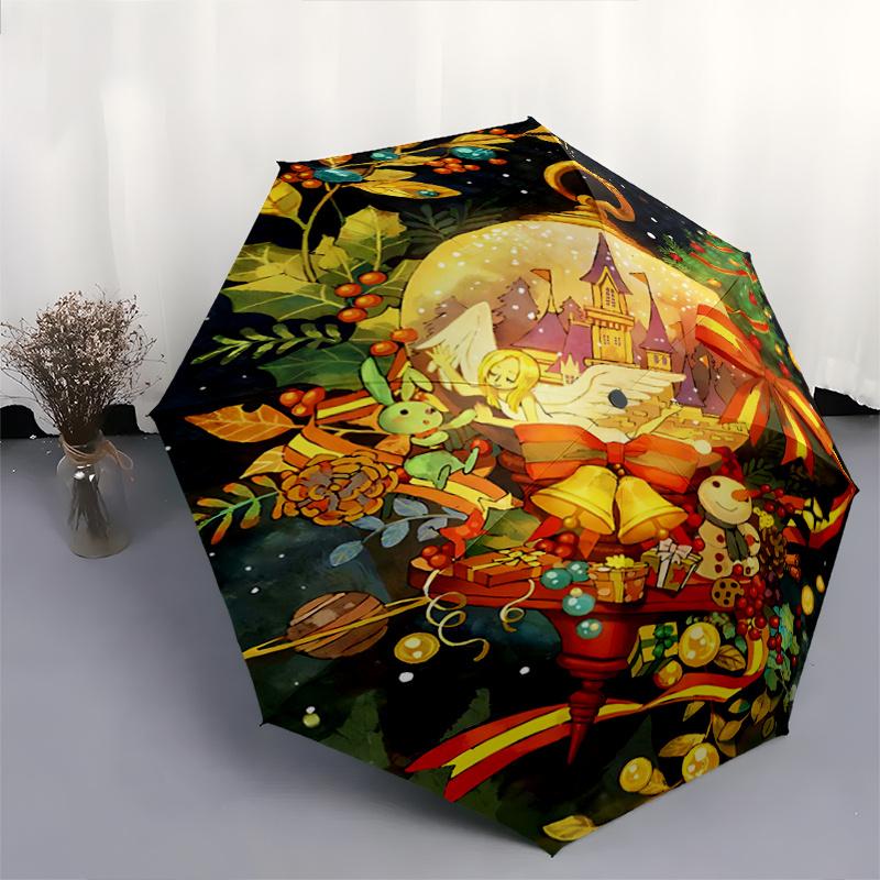 1pc Christmas Wonderland Automatic Open/CloseUmbrella, Portable Compact Umbrella for Men & Women J016