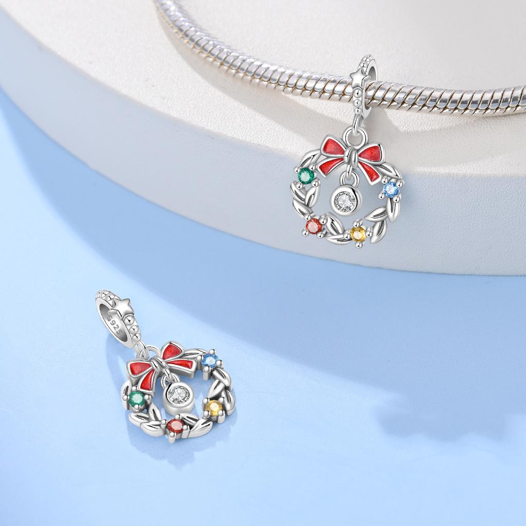 Copper Snowflake Christmas Tree Bell Garland Charms Beads Brand Bracelet Exquisite Diy Jewelry Making Women'S Gift