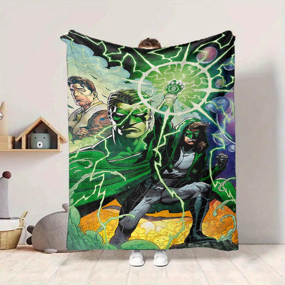 1pc Green Lantern Corps Blanket Polyester Fiber, All Season Comfort for Sofa, Bed, Office, Car, Camping Ideal Home Decor & Gift, Office Comfort