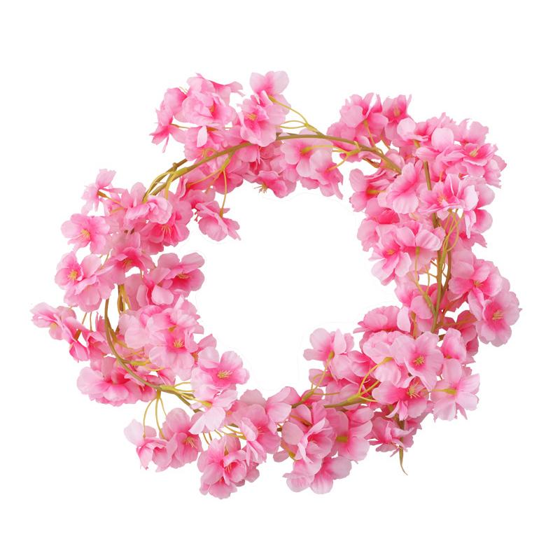 

Artificial Cherry Blossom Vines Silk Flower Garland Vine for Outdoor Garden Arch Decor Home Wedding Christmas Decoration Rattan