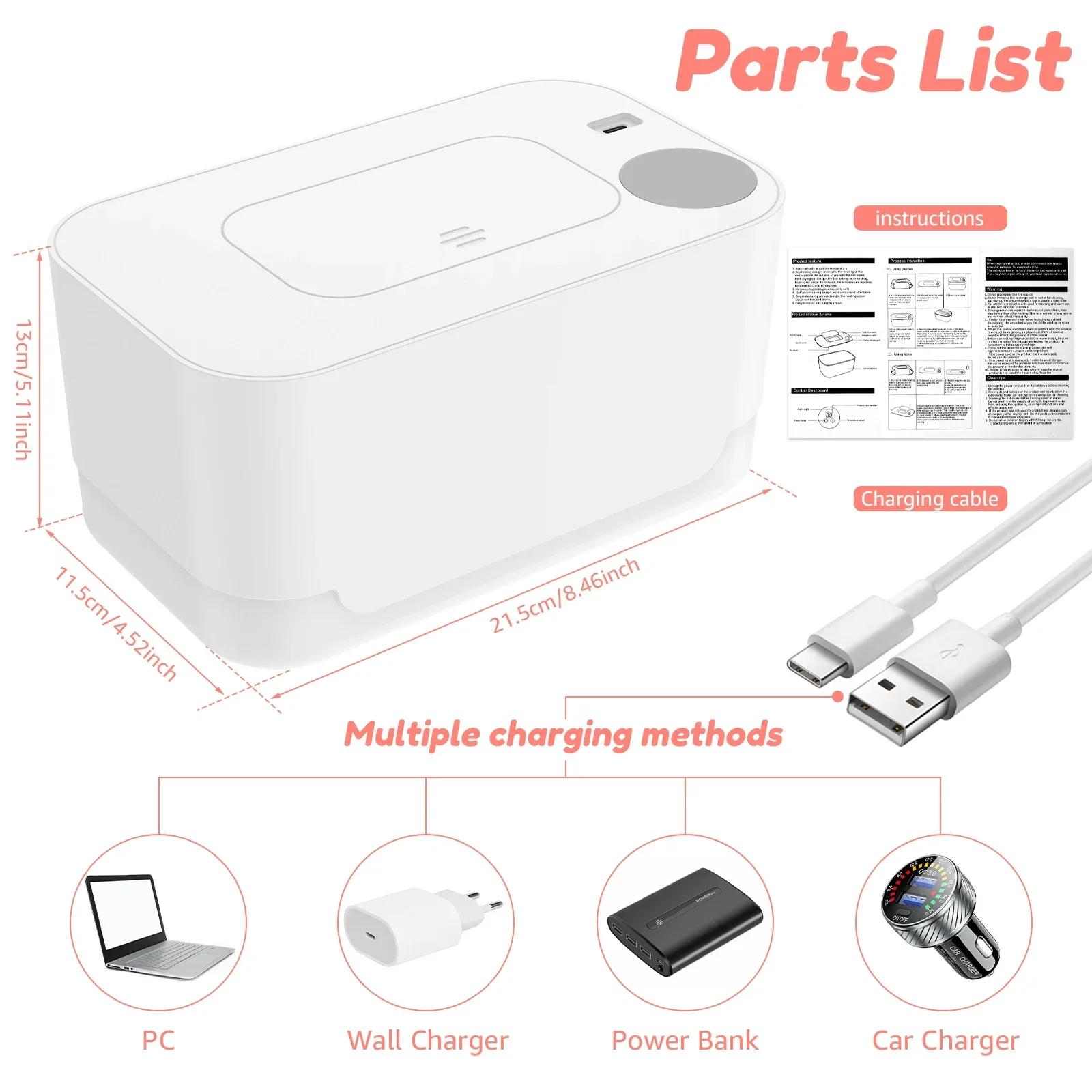 

Подогреватель салфеток BabyWipe, влажный, с питанием от USB, для использования дома/в автомобиле, портативный подогреватель салфеток, диспенсер для полотенец, дезинфицирующие салфетки для детской комнаты 2025 белый
