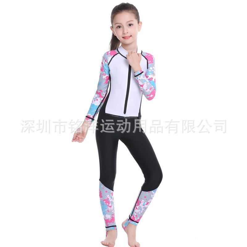 ZCCO Children s Diving Suit Men Girls One-piece Long-sleeved Swimming Sun-proof Snorkeling Hot Surfing L розовый